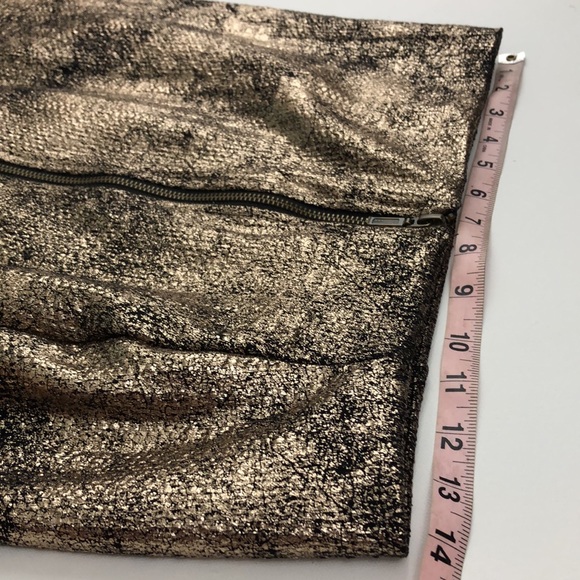 TART Metallic Gold Zip Pencil Skirt, L - Picture 6 of 7
